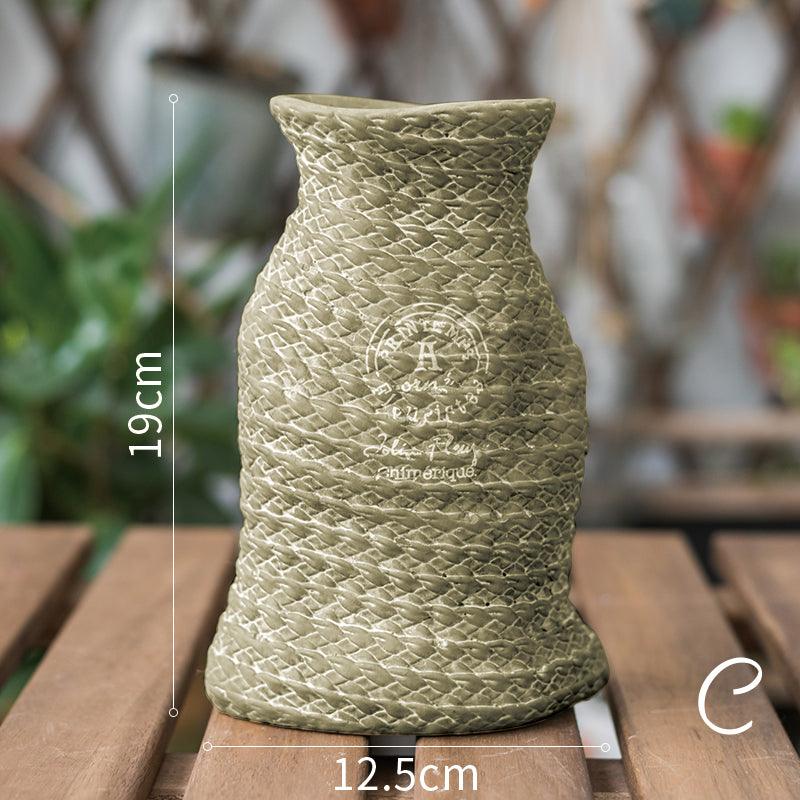 Woven Pocket Pottery Flower Pot