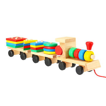 Train Truck Wooden Geometric Blocks Toys For Kids