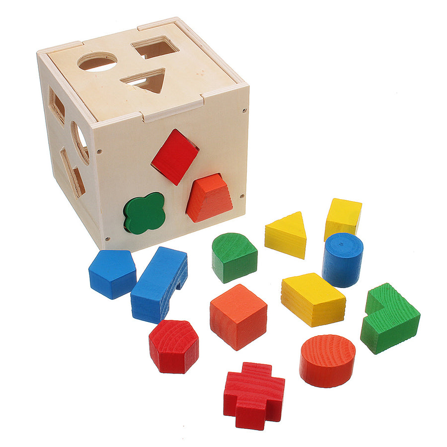 15 Wooden Building Blocks Holes Educational Toy For Sale