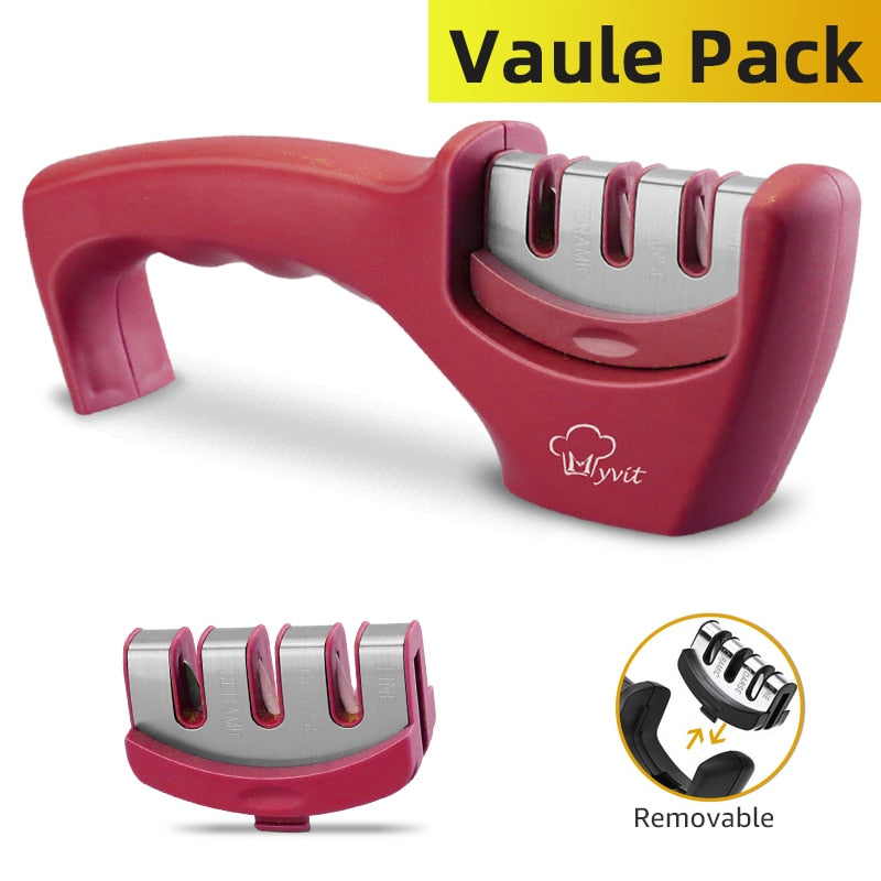 Knife Sharpener with Stainless Steel Blades 4 in 1