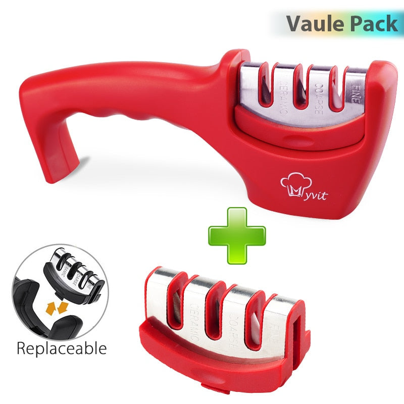 Knife Sharpener with Stainless Steel Blades 4 in 1