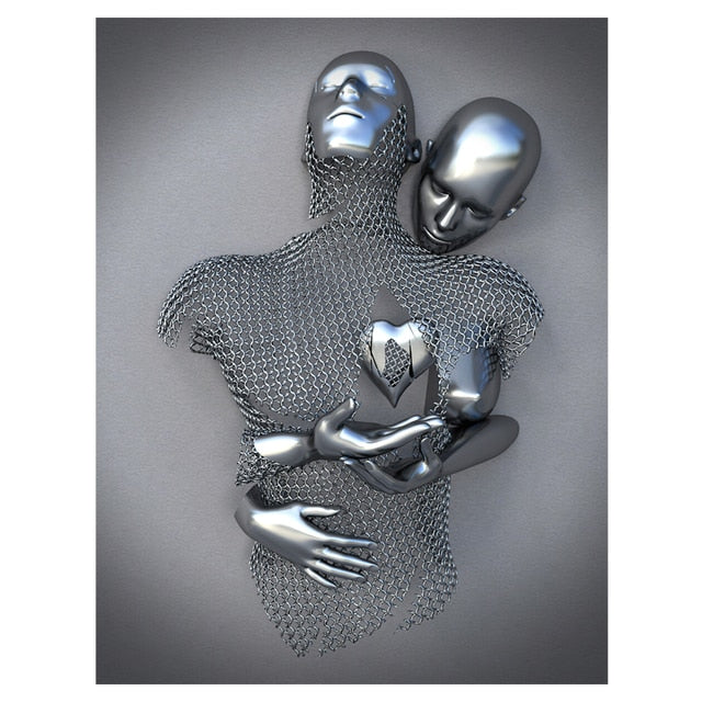 Metal Figure Statue Art Canvas Painting
