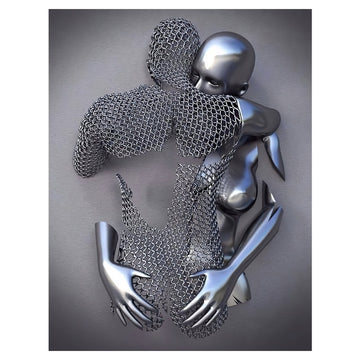 Metal Figure Statue Art Canvas Painting