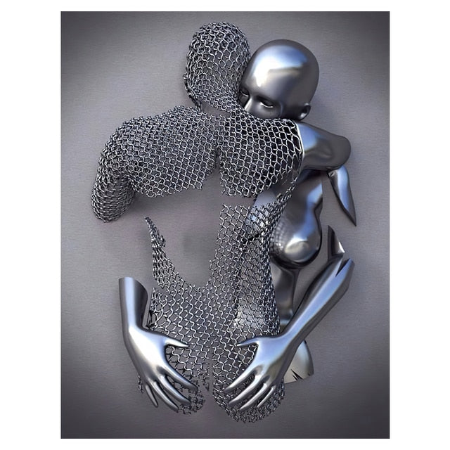 Metal Figure Statue Art Canvas Painting