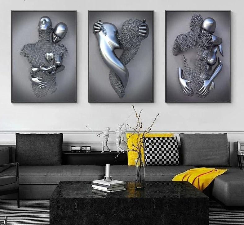 Metal Figure Statue Art Canvas Painting