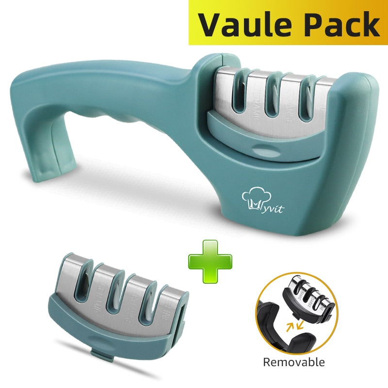Knife Sharpener with Stainless Steel Blades 4 in 1