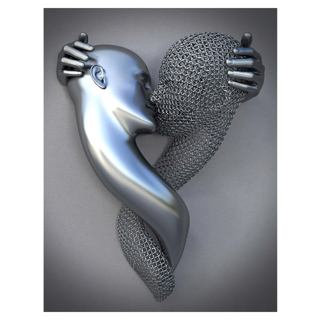 Metal Figure Statue Art Canvas Painting