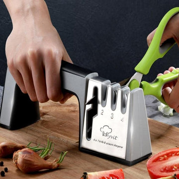 Knife Sharpener with Stainless Steel Blades 4 in 1