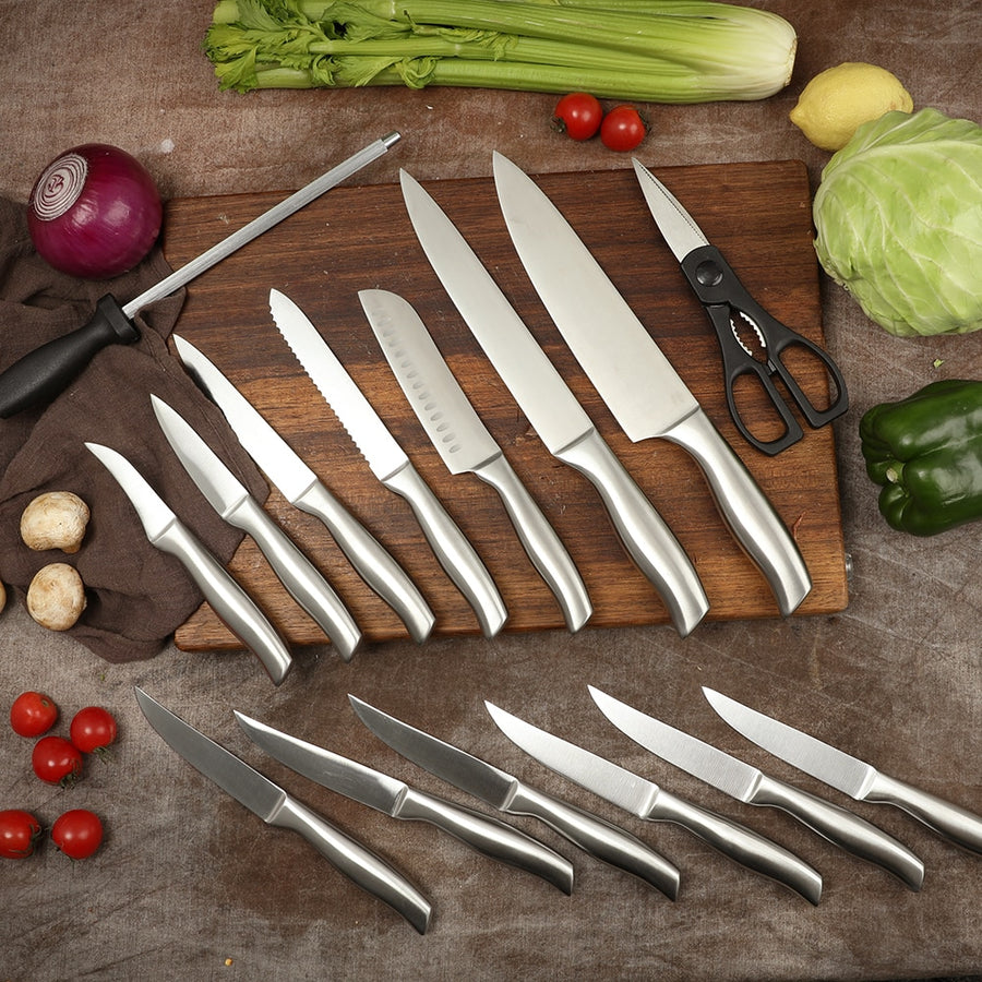Stainless Steel Knife Set With Block {16 piece }
