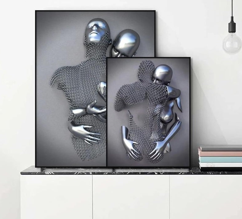 Metal Figure Statue Art Canvas Painting