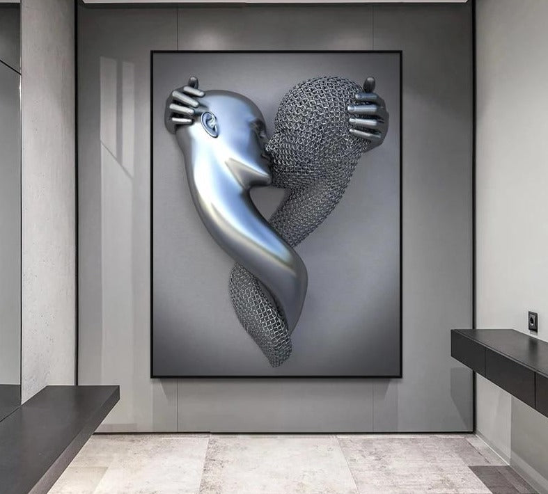 Metal Figure Statue Art Canvas Painting