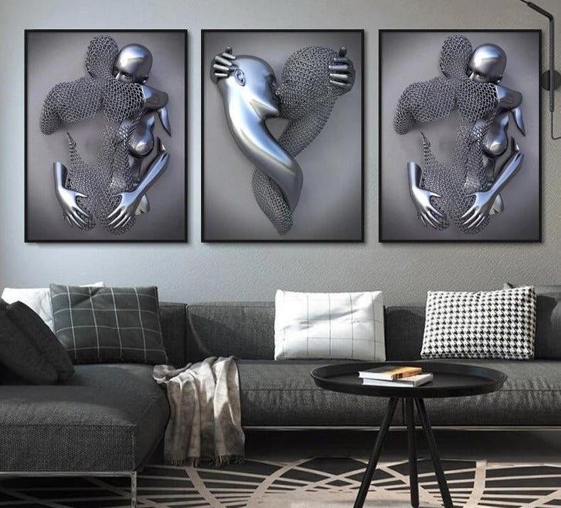 Metal Figure Statue Art Canvas Painting