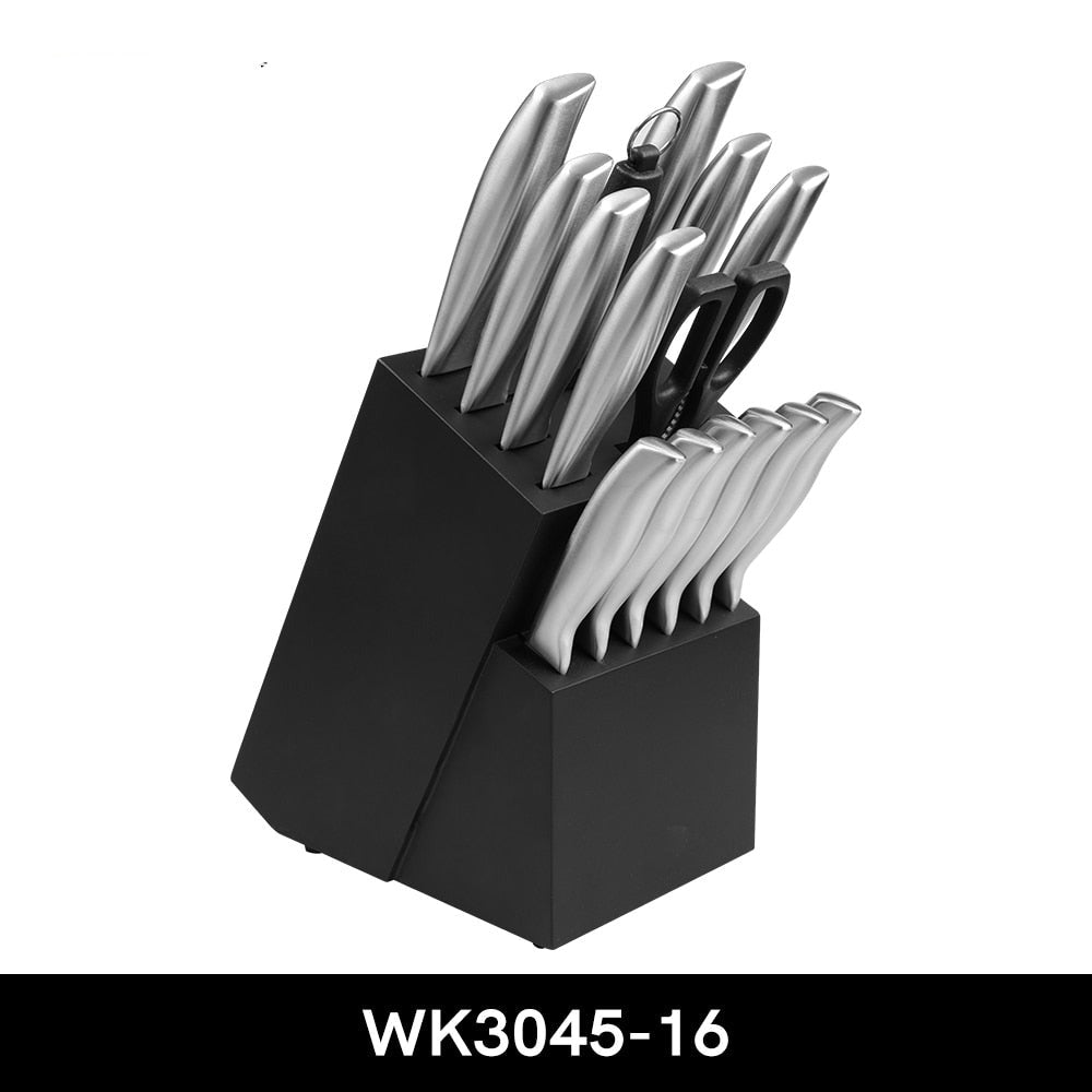 Stainless Steel Knife Set With Block {16 piece }